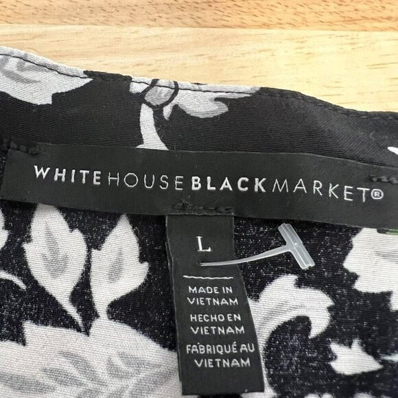 White House Black Market Floral Lace Button Up Top Black/Multi Size Large - Picture 6 of 7